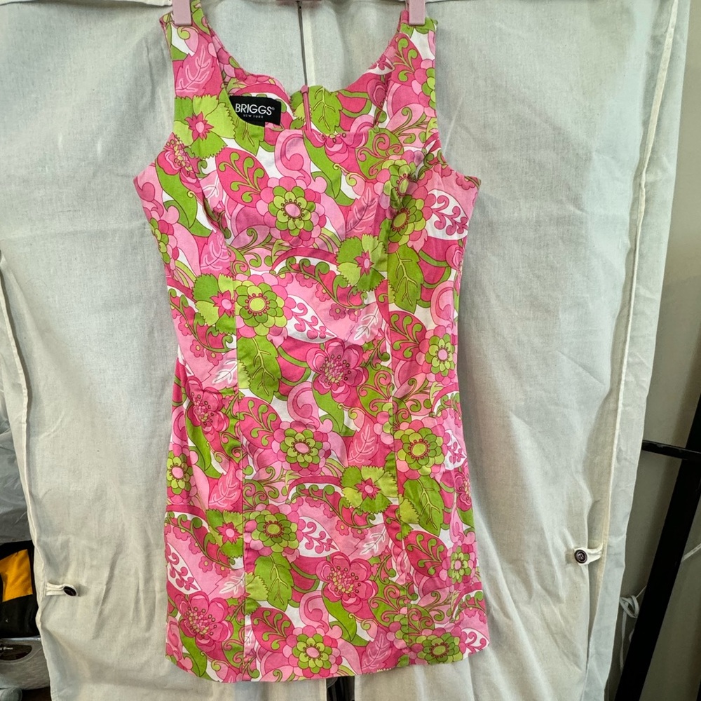 Briggs New York Sleeveless Mini Sheath Dress 60s 70s Flower Print Womens Size8